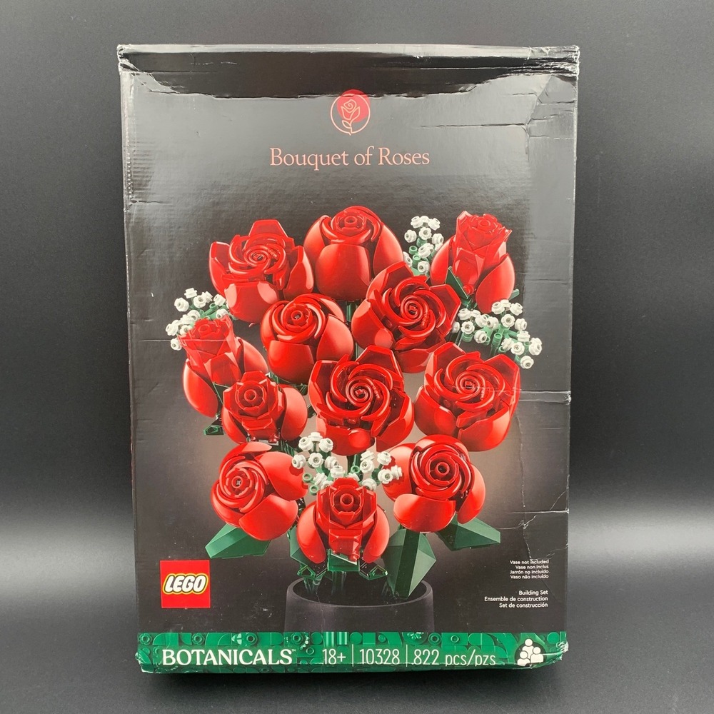 LEGO Botanicals Bouquet of Roses 10328 Set 822 Pcs New Sealed Box Wear Damage